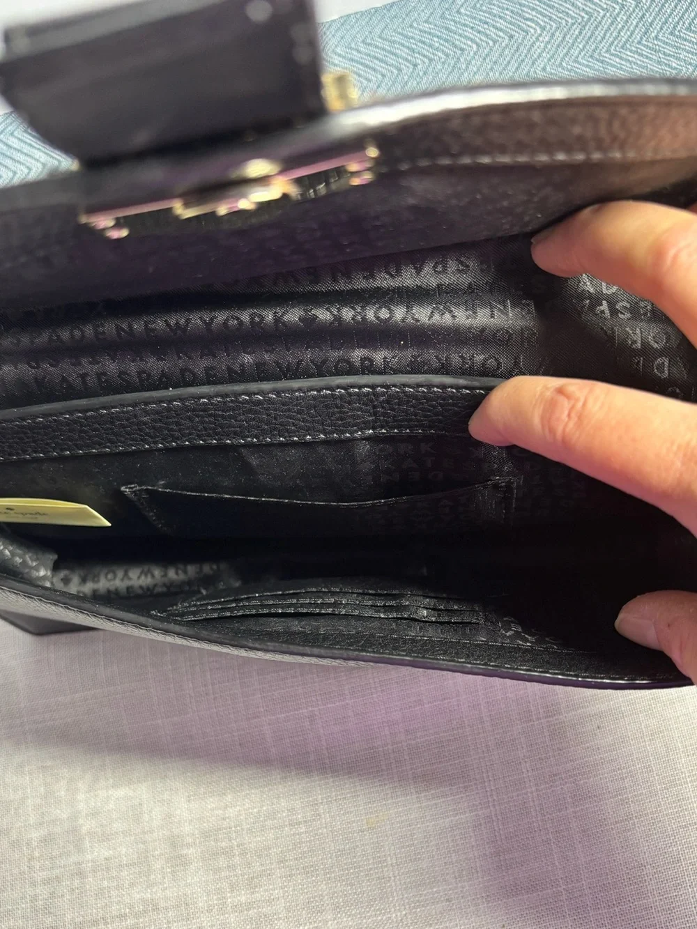 Kate Spade Black & Leopard Print Leather Envelope Clutch